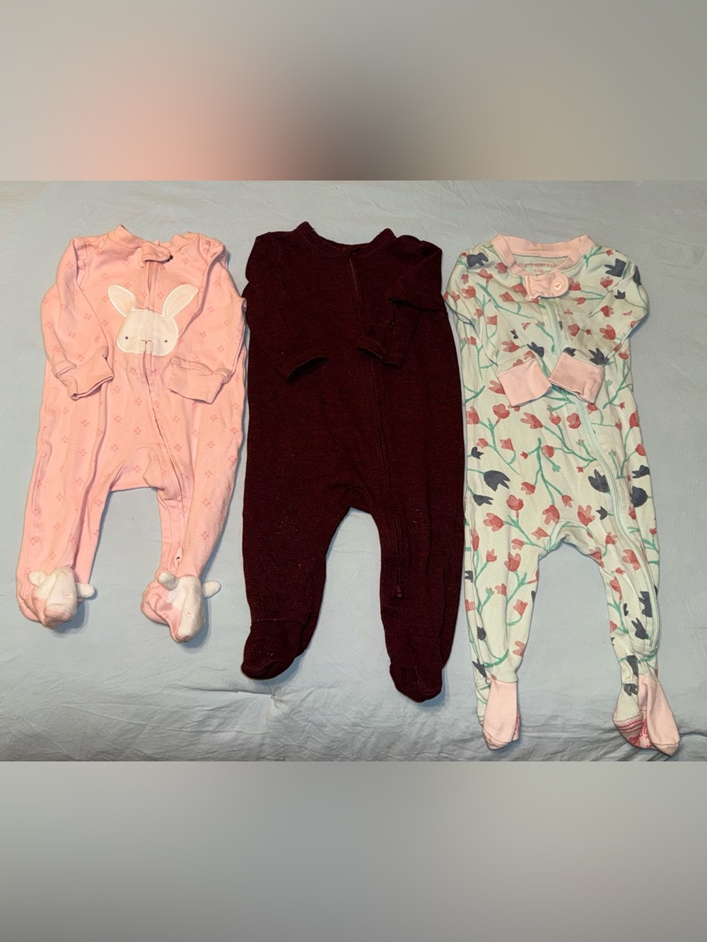 3pc Baby Girl Sleepers 3-6M | Burt’s Bees Carter’s Old Navy